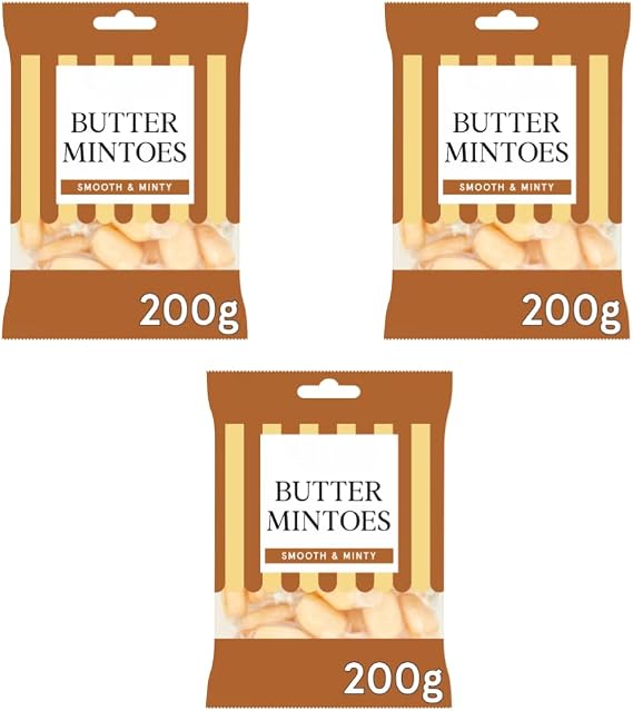 Butter Mintos 3x200g - Smooth and Creamy Butter-Flavoured Mint Candies, Classic Refreshing Sweets for Gifting, Sharing, Travel, and Everyday Enjoyment, Melts in the Mouth with a Gentle Minty Finish