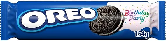 Oreo Birthday Party Sandwich Biscuits, Filled with Caramel Flavoured Crème, 154 g (Pack of 1) | Delicious OREO Birthday Sandwich Biscuits with Caramel Flavoured Crème, Perfect for Celebrations or Everyday Treats (1-Pack)