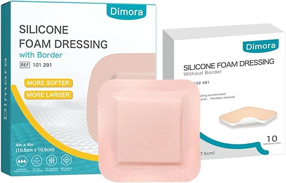 Dimora Silicone Foam Dressing Without Border & Ultra Soft Silicone Foam Dressing 4"x4"
