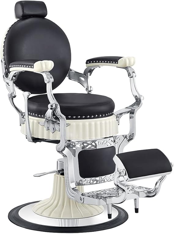 Dir Heavy Duty Hydraulic Barber Chair, Antique Designed Barbershop Chairs Mikado-Black