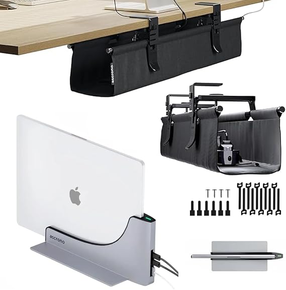 MacBook Pro Docking Station & Cable Tray Bundle: Docking Station for MacBook Pro 16 2021-2023, M1,M2,M3 Pro & Max & CableCare No Drill