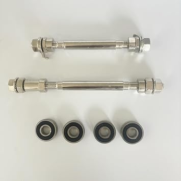 Bicycle Axles 140mm/182mm with Bearing, Bicycle Hub Axle Front and Rear Axles Kit 2 pcs for Road Bike, Mountain Bike, BMX, MTB