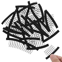 30PCS Wig Clips, 7-teeth Metal Wig Combs Steel Teeth with Cloth for Making Wig Caps Wig Accessories Tools to Secure Wig Hairpiece Caps, Black