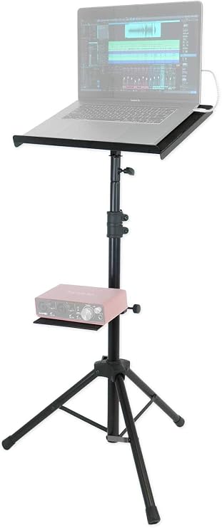 Rockville RLS68 Adjustable DJ Laptop, Tablet Tripod Stand with Dual Trays