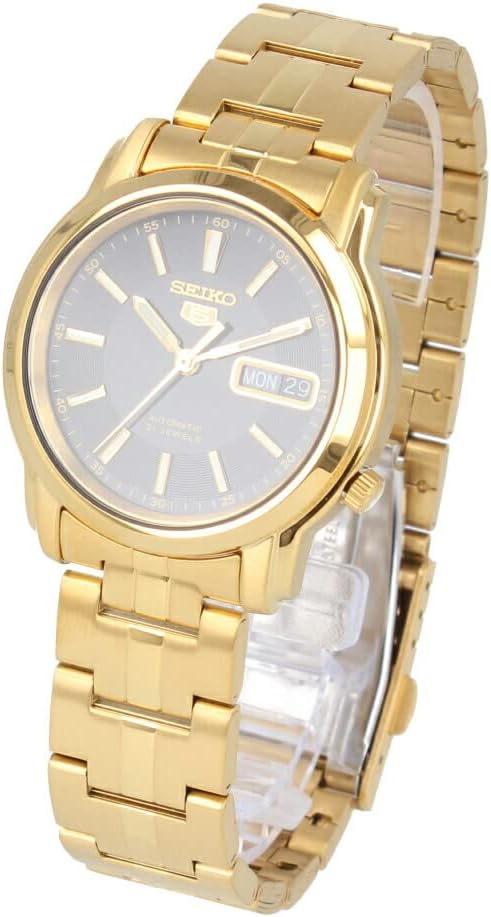 SEIKO5 SNKL88K Men's Automatic Wristwatch, Analog, Stainless Steel, Metal, Gold, Black