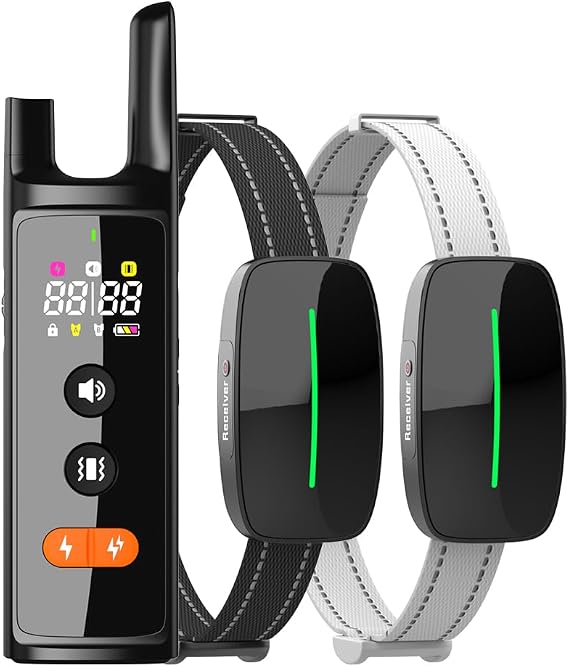 Electronic Training Collars: 2 Dogs Training Shock Collar 4000FT with Remote IP67 Waterproof, 4 Modes Beep Vibration Shock Light, Magnetic Charger, Electric Dogs Collar 8-25 inches (Black)