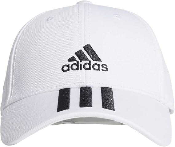 adidas Unisex BASEBALL 3-STRIPES TWILL CAP, White / Black / Black, XS