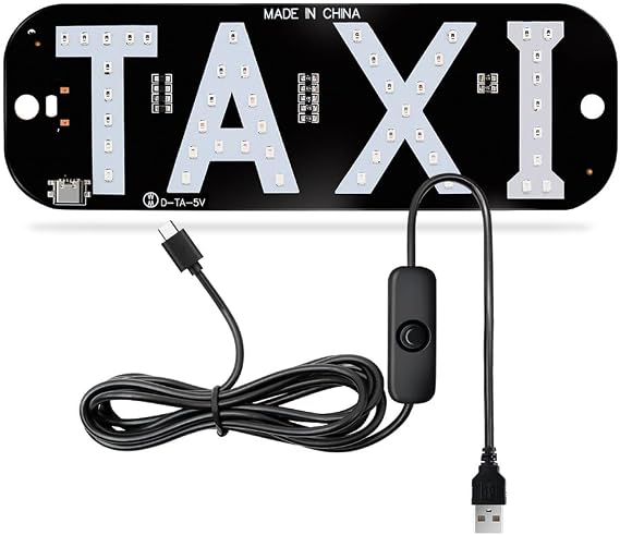 Juren Taxi Sign Light USB On/Off Button, Bright LED Sign, Suction Cup Window Placement for Car (Green, 1pcs)