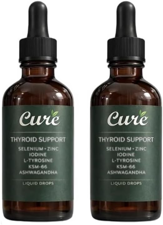 Thyroid Support Drops, Cure Thyroid Support Drop,Natural Ingredients,Energy & Focus Formula, Mood,Sleep Support, for Women and Men,60ML (2 pcs)