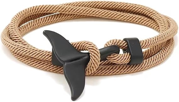 Whale Bracelet with Orca GPS Live Tracking with App, Surfer Bracelet with Whale Fin as Pendant, Fabric Bracelet, Wrap Bracelet, Perfect Gifts for Men and Women