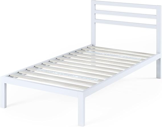 ZINUS Metal Bed Frame, Single, Mia Metal Platform, 1500H, White, Metal, Wood, Slats, Silent, Under Bed Storage, Durable, Breathable, Sturdy, Steel, Bed, Easy Assembly, Tools Included, Zinus, Genuine