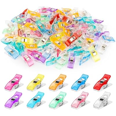 RAINFLOW Sewing Clips 100pcs Fabric & Quilting Clips for Sewing Machine, Plastic Wonder Clip for Binding, Hemming & Crafts, Assorted Colors Sew Notions