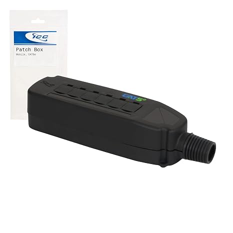 ICC CAT5e Mobile Patch Box with Built-in 6-Port Module, Portable Termination Box for 4-Pair UTP Cable, UL94V-0 Indoor Housing with Cover & Dust Caps, TAA & Section 889 Compliant, Black