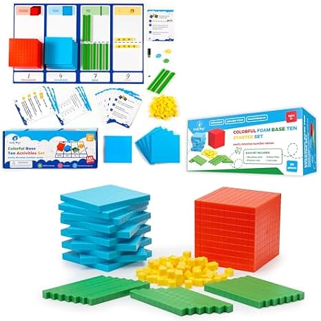 Simply magic 141 PCS Base Ten Blocks & 131 PCS Foam Base Ten Blocks for Math