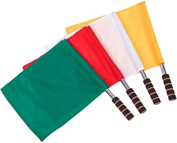 4 pcs Referee Flags Stainless Steel Rod Sponge Handle Linesman flags Command Flag Signal Flag for Soccer Volleyball Football sports match supplies