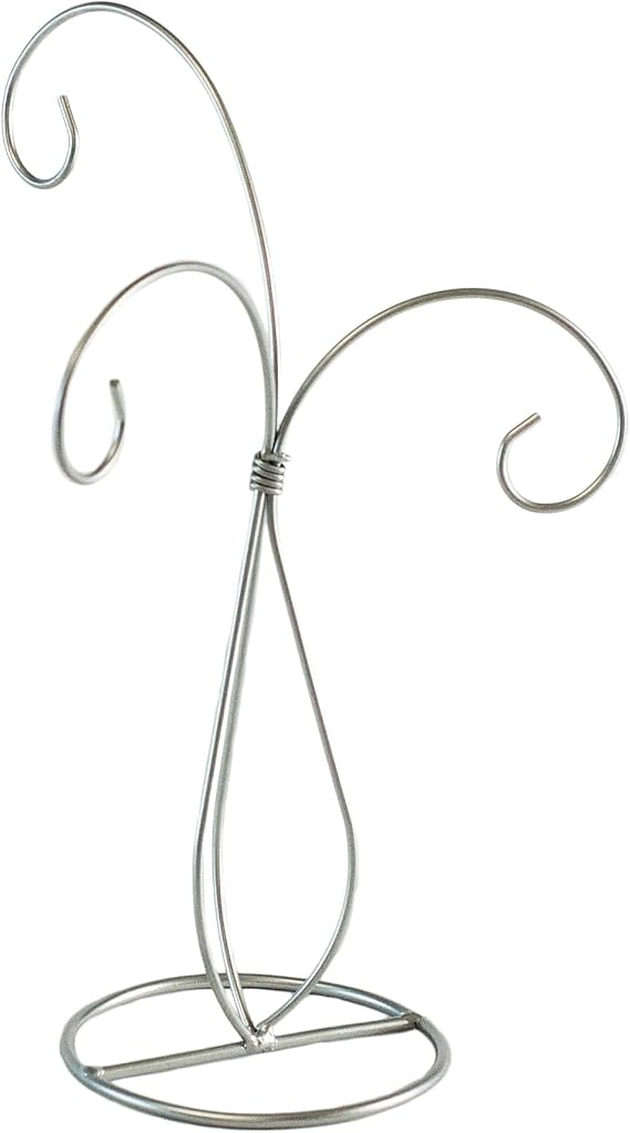 Tripar Decorative Silver Spiral Tree Display (10.6-Inch Height) - Durable, Lightweight Design Perfect for Tabletop - 3 Arms Allows for Hanging Ornaments, Jewelry & Other Small Accessories