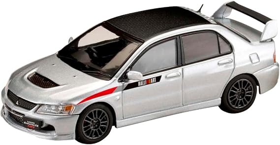 HJ64 1/64 Mitsubishi Lancer Evolution 9 MR GSR JDM Custom With Engine Display Model Cool Silver Metallic Finished Product