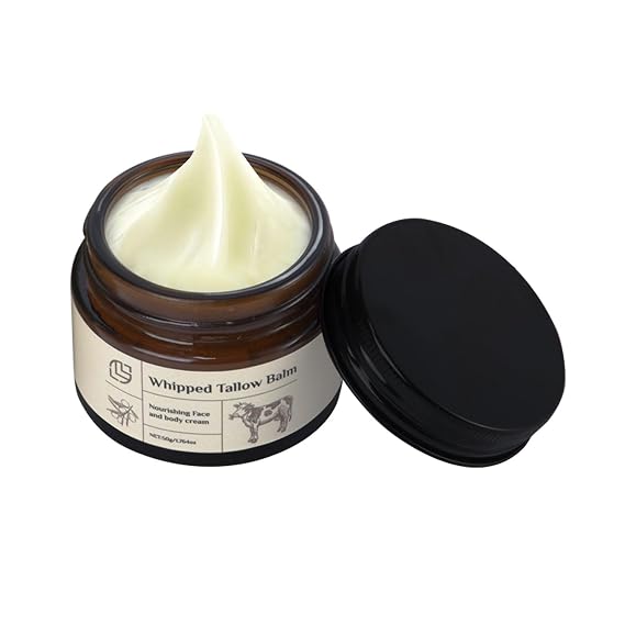 Lanthome Grass-fed Whippedf Tallow Balm for Nourishing Face and Body cream,Organic Body Butter For Dry Skin Moisturizing With Calendula Extract For Sensitive Skin Repair Tallow Face Balm -1.76Oz