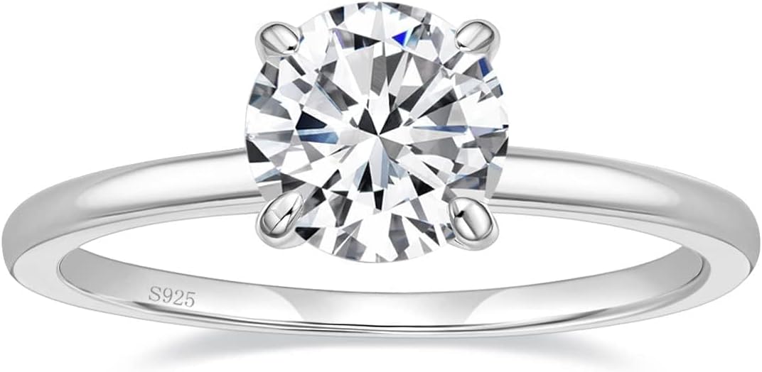 EAMTI 925 Sterling Silver Engagement Rings for Women Round Cut Size 3-11