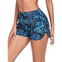 RELLECIGA Women's Board Shorts High Waisted Tummy Control Built-in Swim Shorts