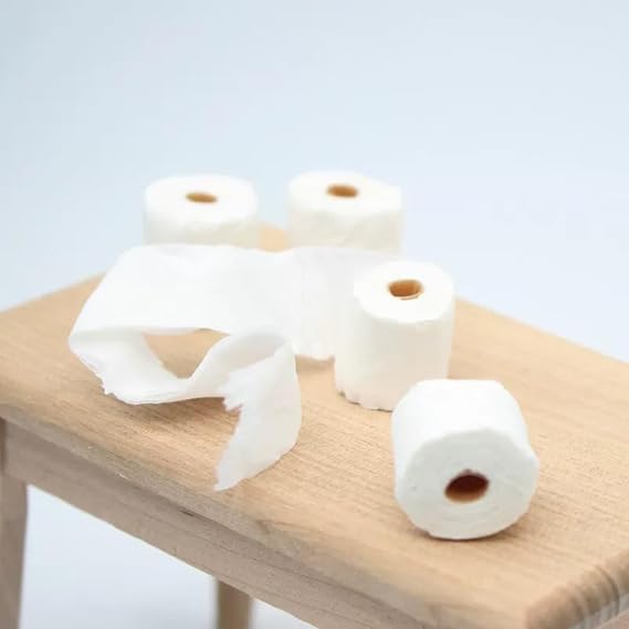 Miniature Toilet Paper Roll, Dollhouse Toilet Papers, Miniature Tissue Paper, mini Toilet Papers Rolls for Dollhouse, Kitchen and Bathroom Micro Models, Doll Photography Props (10PCS)