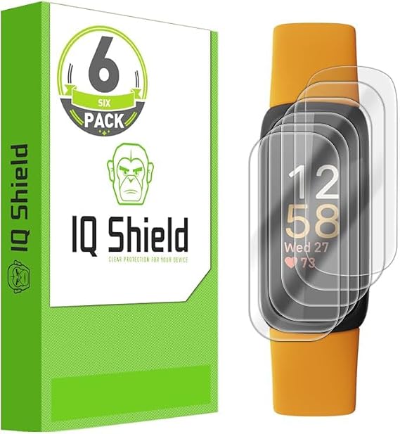 IQShield 6 Pack Screen Protector for Fitbit Inspire 3, Easy Install, Ultra Thin, Anti Scratch, Anti-Bubble, Clear TPU Film