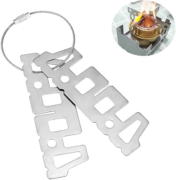Alcohol Stove Pot Stand Spirit Burner Ring Bracket Support Rack with Anti-Lost Wire Portable Foldable Cross Base Holder for Trangia Esbit Burners Stoves Outdoor Camping Cookware