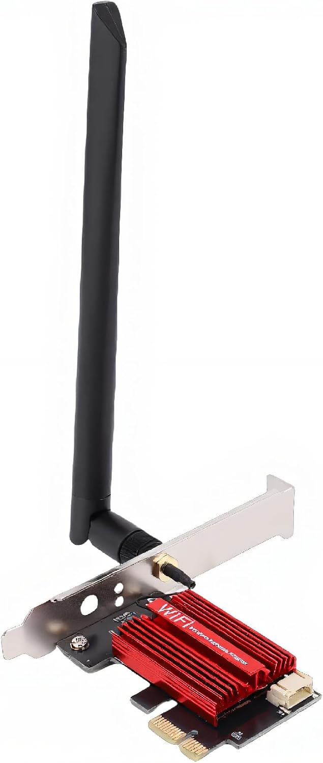 VBESTLIFE PCIe WiFi Card WiFi 6e 2.4/5/6GHz Tri Band Wireless Network Card Bluetooth 5.2 High Gain Antenna Supports Siege 10/11 for Linux (8 dB Antenna)