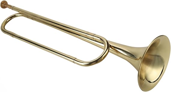 Bugle, Brass Trumpet Bugle Horn Cavalry Trumpet Brass Instruments with 20.5in Length and 4.8in Speaker Diameter for School Band Students Beginner Orchestra Music