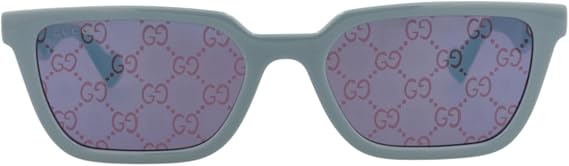 Gucci Square Injection Sunglasses for Men, Luxury Designer Eyewear with Blue Frame and Logo Print Lenses