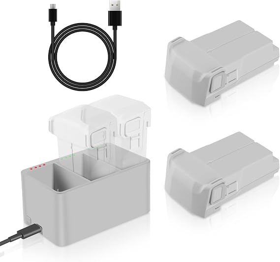 Mini 3 Intelligent Flight Battery 2 Packs Mini 3 pro Series Battery Plus 3850mAh(51 Mins Max Flight Time) and 3 Slots Two-Way Charger Hub
