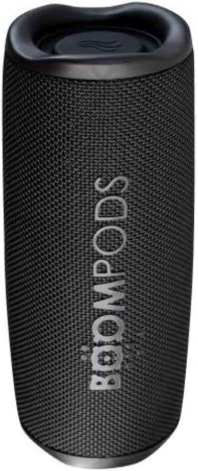 Boompods Beachboom 12 Waterproof Bluetooth Speaker - Outdoor Speaker Made of Ocean Plastic Robust Bluetooth Box with 12 W & IPX7 Water Protection 40 Hours Music Boxes for Beach & Travel Black