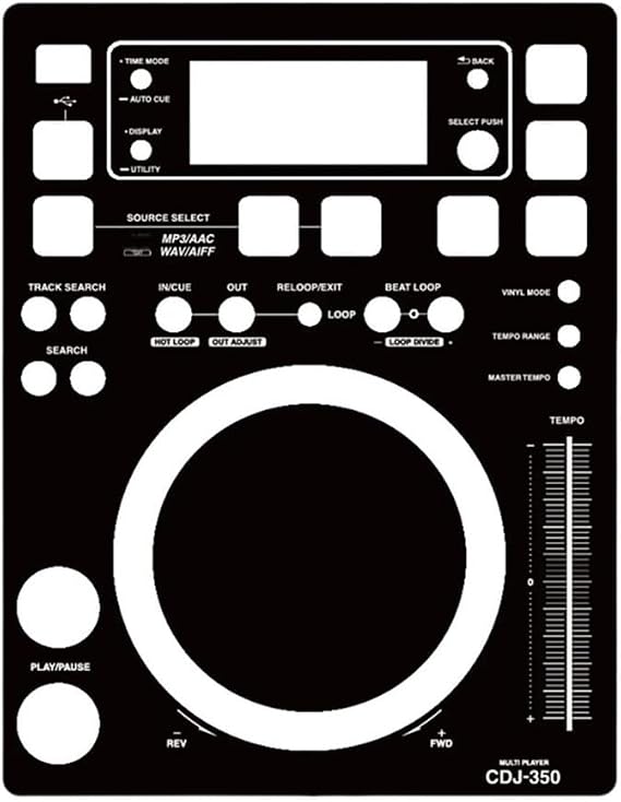 CDJ-350 Disk Recorder Panel Film,(Black Front)