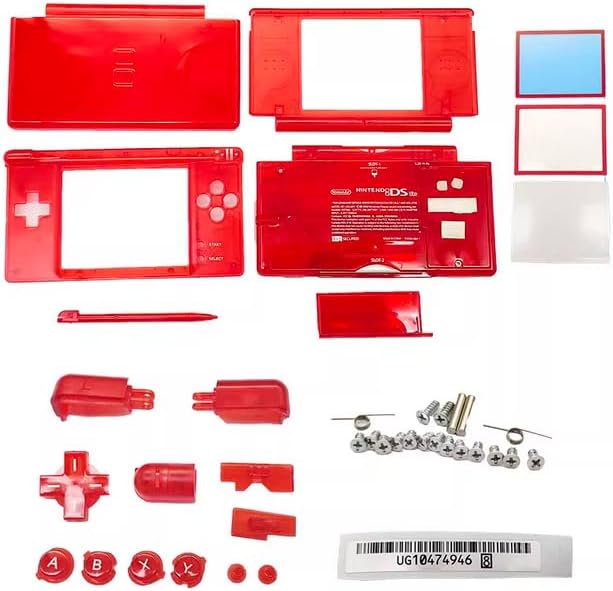 New Full Housing Case Cover Shell with Buttons Replacement Parts for DS Lite NDSL Game Console-Clear Red.