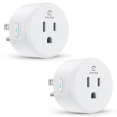 EIGHTREE Smart Plug WiFi Outlet Works with Alexa & Google Home, 15A, 2-Pack | Smart Home Socket with Remote Control & Timer Function, WiFi Plug for household appliances, No Hub Required, 2.4GHz WiFi Only