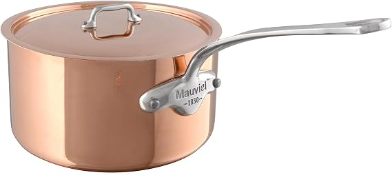 Mauviel M'3 S Copper Sauce Pan With Lid, Cast Stainless Steel Handle, 1.9-Qt, Made In France