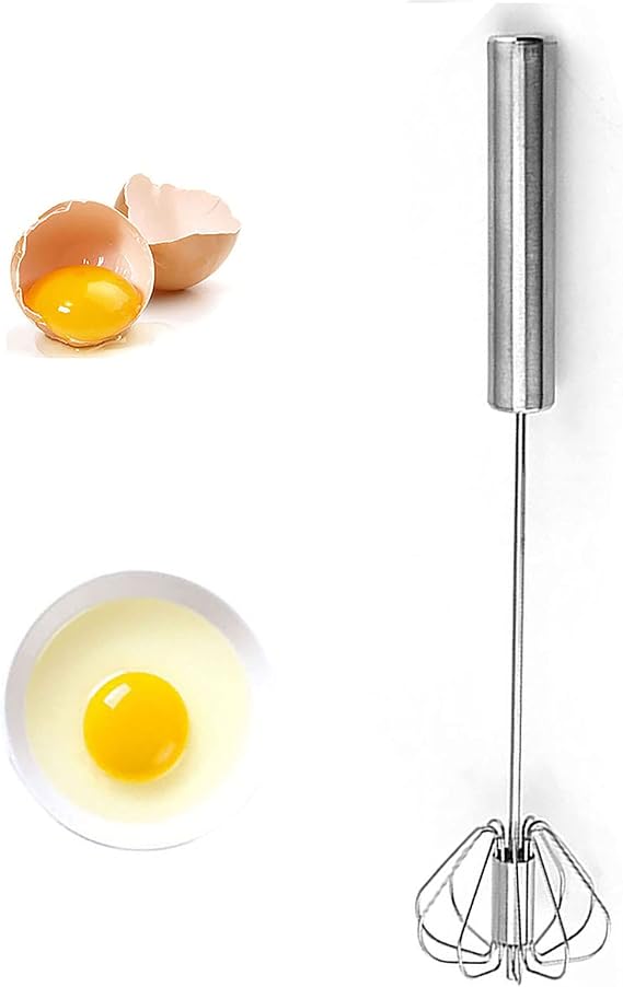 Stainless Steel Egg Whisk, Hand Push Rotary Whisk Blender