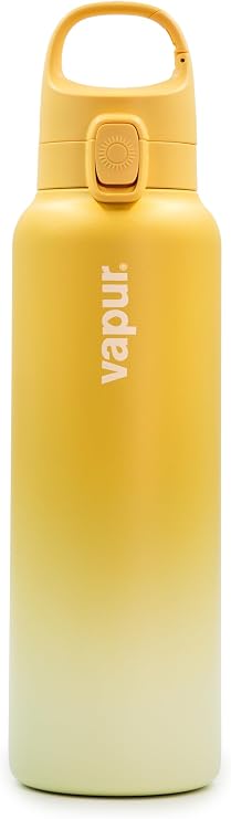 Vapur Chill Double Wall Insulated Reusable Water Bottle With Lockable Lid, Keeps Drinks Cold or Hot, Hydration On The Go, Ideal for Traveling, Hiking or Camping, BPA Free, 20 Ounce, Sunbeam
