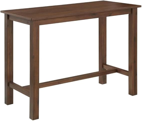BOWERY HILL Contemporary Rubber Wood Pub Table, Chestnut Wire-Brush Finish, 36" H x 47.25" W x 23.5" D, Fits 4 People, Durable Dining Table for Kitchen, Living Room, or Game Night