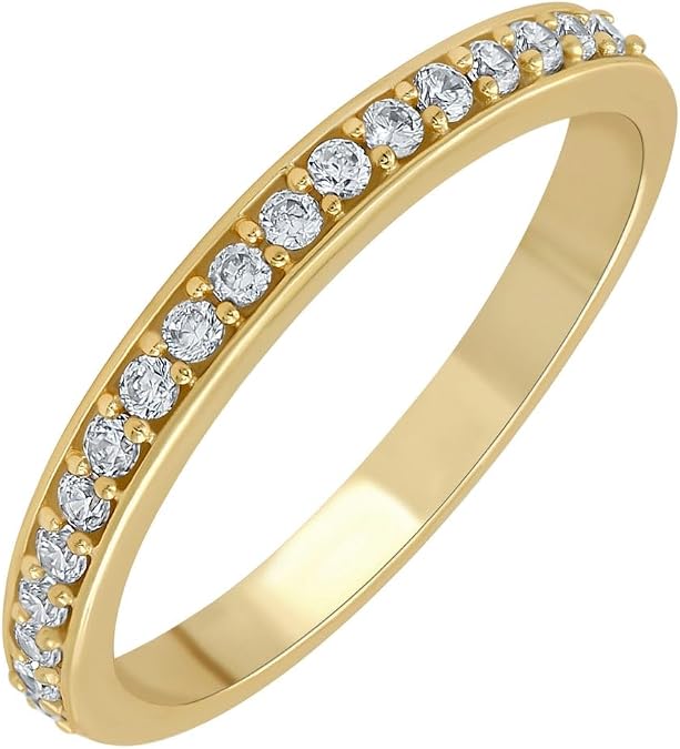 Gold Plated Simulated Diamond & Lab Created Stones Half Eternity Band Rings