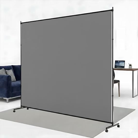 Large Single Panel Room Divider, 73" x 75" Freestanding Privacy Screen with Wheels, Thickened Fabric Partition Wall for Room Separation, Portable Room Separator for Indoor Office, Bedroom,Patio