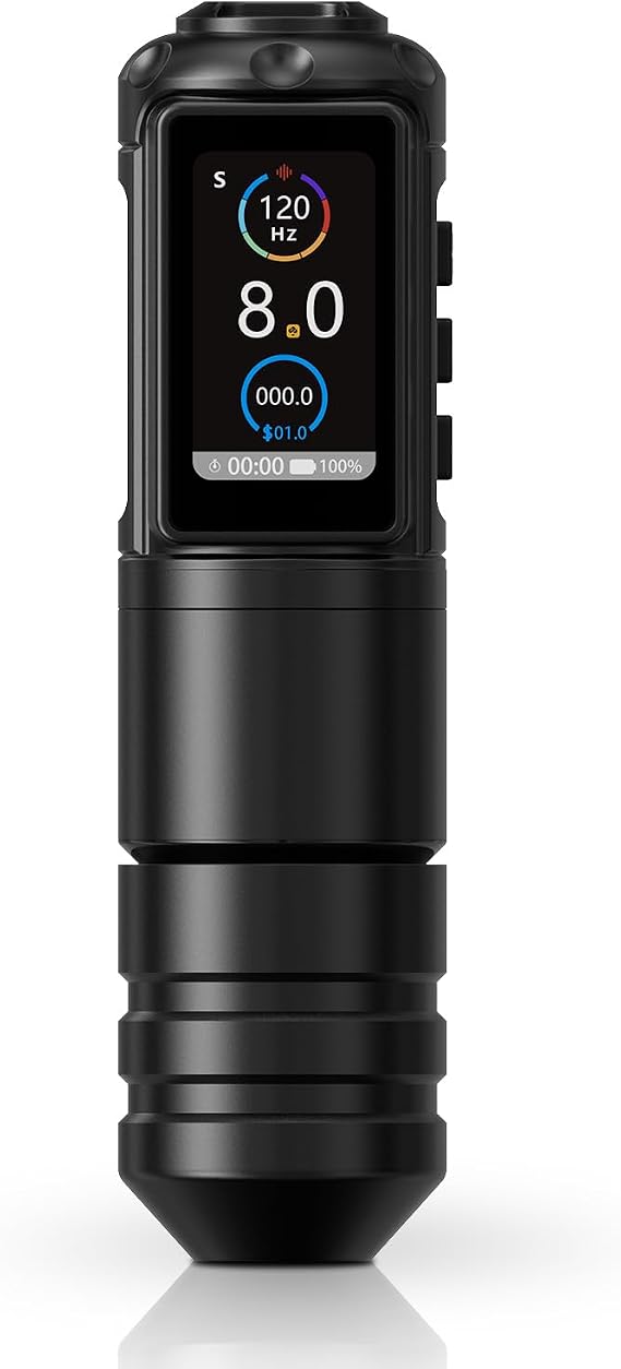 Ambition Ninja Pro Tattoo Gun with Intelligent Billing Feature Coreless Motor - Rotary Cartridge Tattoo Machine with 2000mAh Power Supply for Professionals and Beginners