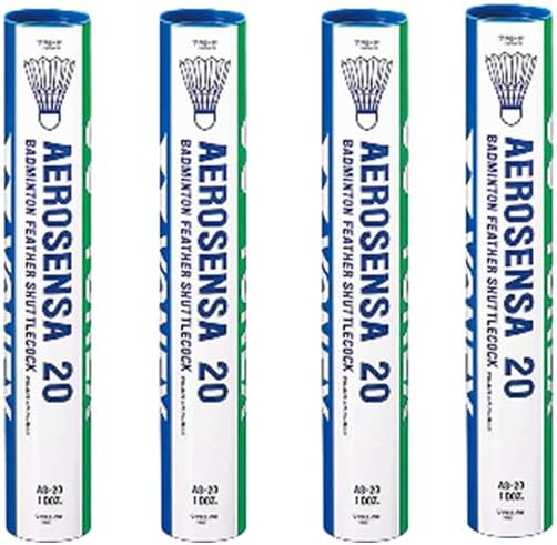 YONEX Aerosensa 20 Goose Feather Badminton Shuttles (4 Tubes), White
