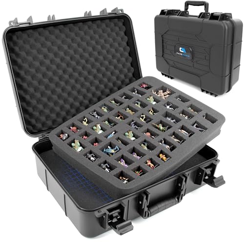 CASEMATIX Miniature Storage Case with Hard Shell & Customizable Foam Travel Case Compatible with Warhammer 40K, DND, RPG Miniatures, Large Units, Vehicles & Tabletop Figures