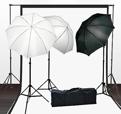 Fancierstudio Lighting Kit with Backdrop Stand Black White Muslin Backdrop and Light Kit By Fancierstudio FH4050