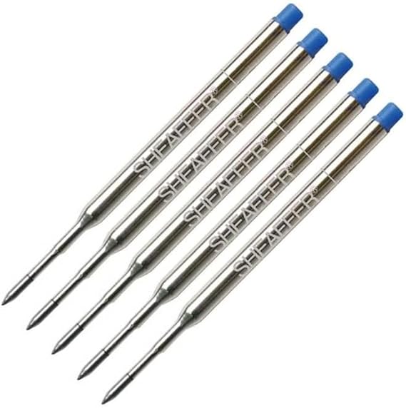Pen Savings Combo Pack, Genuine Sheaffer Ballpoint Pen Refills, 5 Pack, K Style, 99324, Medium Point (Blue)