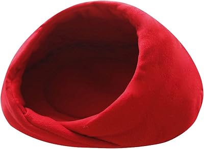 Pet Bed, Small Pet Animals Bed,Warm Cave Nest,Cozy Pet Bed,Kennel Teddy Small Winter Thickened Warm pet cat Litter Closed Four Seasons General cat Villa Color : Red, Size : X-Small