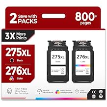 275XL 276XL Black Color Ink Cartridge (2 Pack) Replacement for Canon PG-275 CL-276 XL PG275 CL276 for Cannon Pixma TS3522 TR4720 TS3500 TS3520 TR4700 TS3700 TS3720 TS3722 TR4722 TR4723 TR4725 Printer