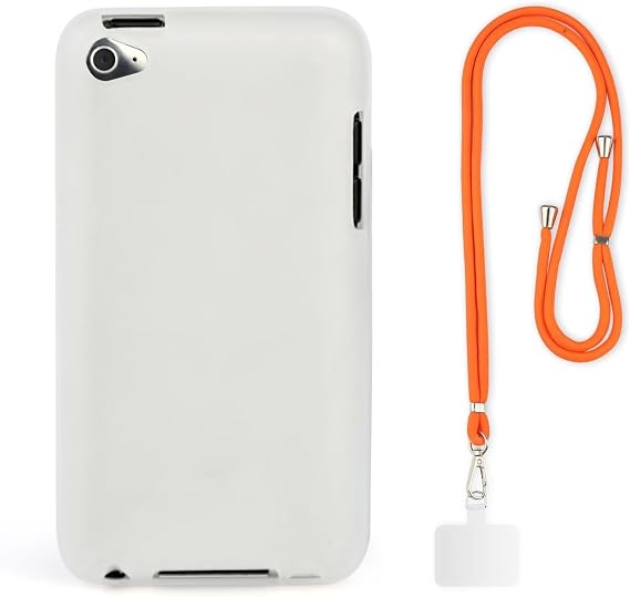 Clear Case Compatible with iPod Touch 4th Generation, Slim TPU Protective Cover with Lanyard, Anti Fingerprint and Shock Resistant Transparent Skin, 4th Gen Accessories, Crystal White
