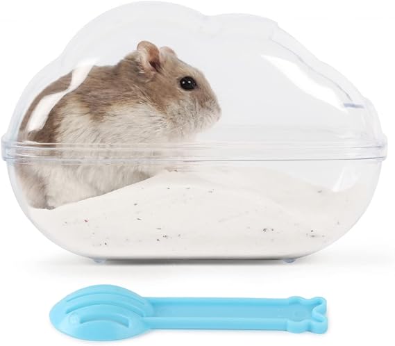 BUCATSTATE Sand Bathroom for Hamster, Transparent Sand Bath for Hamster with Scoop, Cage Accessories for Guinea Pig, Gerbil, Dwarf (M)